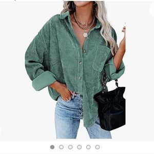Sage green corduroy shacket